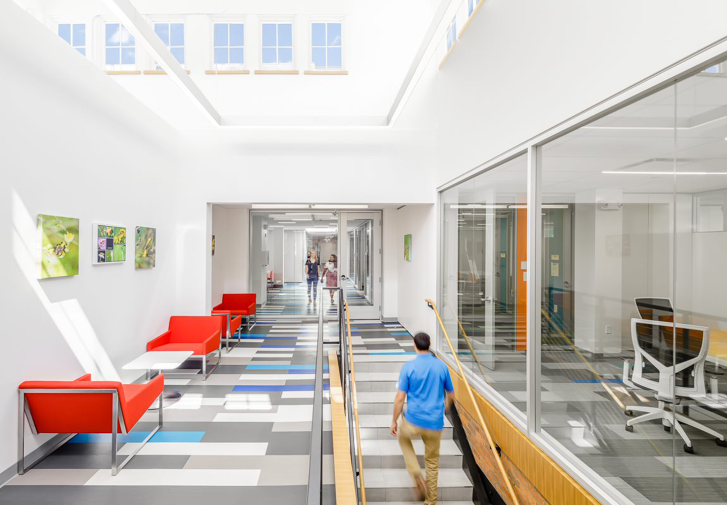 Hallway and stairway of SmartLabs Cambridge/MIT Site